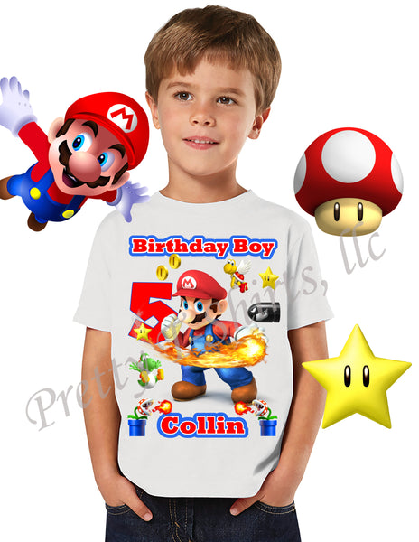 Fire Mario Birthday Shirt, Custom Mario Birthday Shirts, Fire Mario Shirt, Mario Shirt, #2