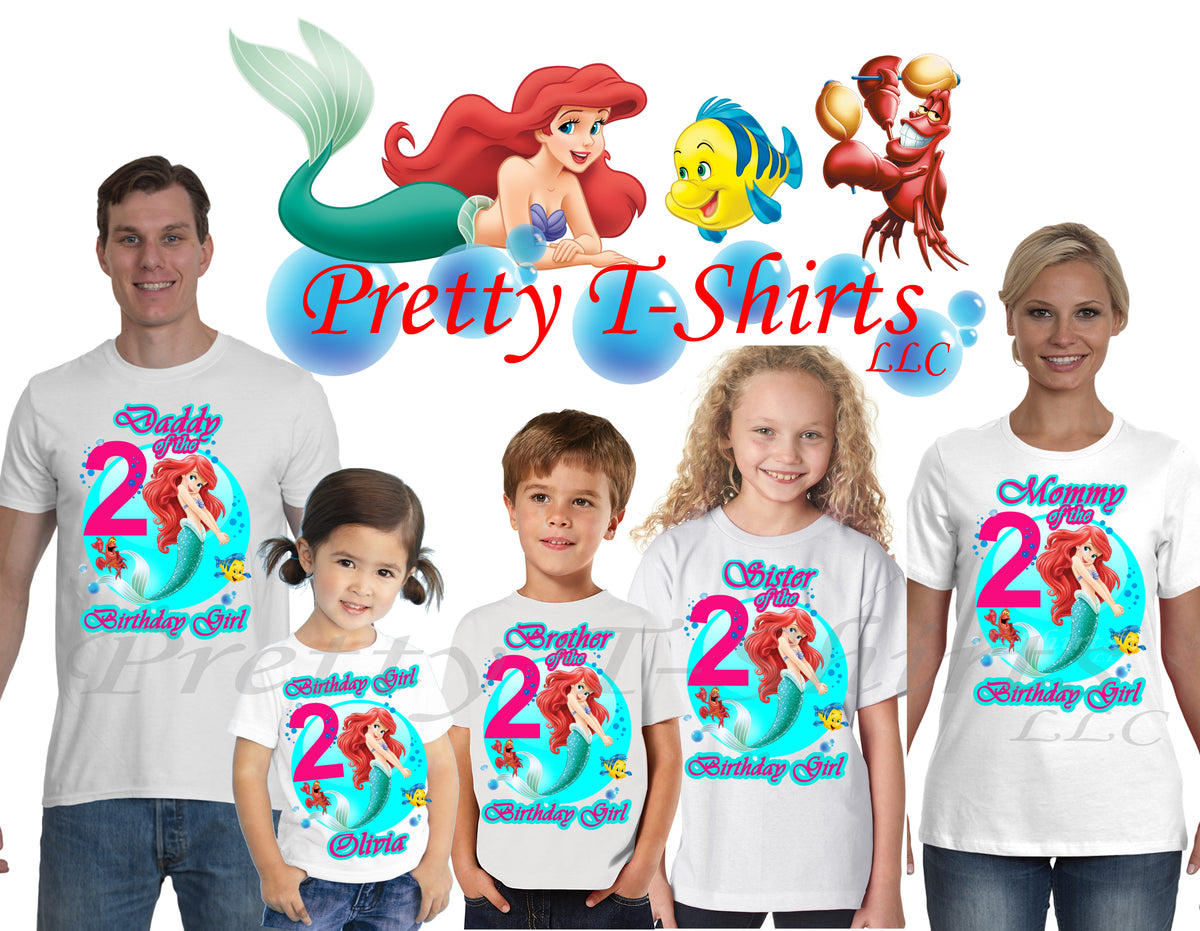 Princess Ariel Birthday Shirt Custom Birthday Shirts Ariel Little Mermaid Birthday Shirt 2