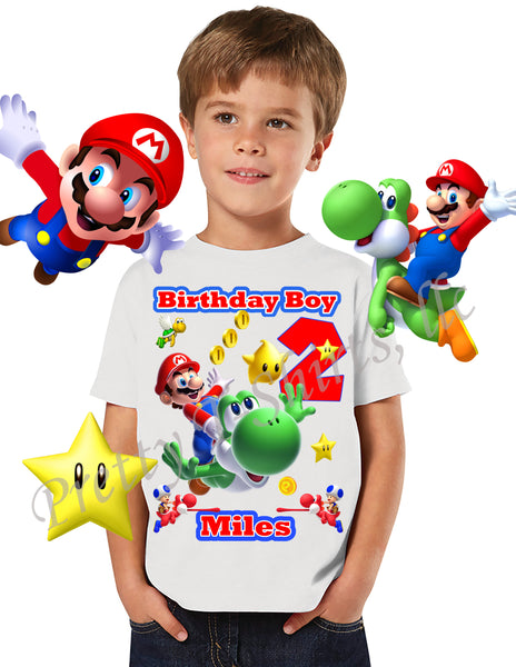 Mario and Yoshi Birthday Shirt, Custom Mario Birthday Shirts, Mario & Yoshi Shirt, Nintendo Mario Shirt, #3