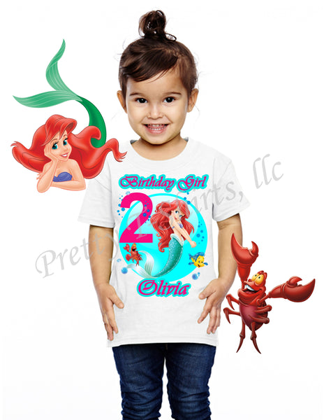 Princess Ariel Birthday Shirt, Custom Birthday Shirts, Ariel, Little Mermaid Birthday Shirt, #2
