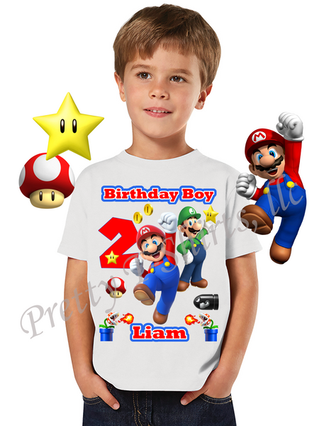 Mario Birthday Shirt, Custom Mario Birthday Shirts, Mario and Luigi Shirt, Super Mario Shirt, #1