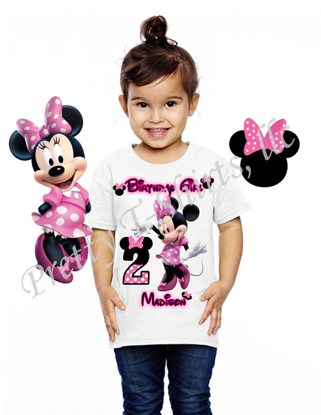 Minnie Mouse Birthday Shirt, Custom Shirt with any Name and Age, Family Matching Minnie Birthday Shirt, #2r