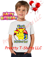 Boy Pikachu Pokemon Birthday Shirt, Custom Pokemon Birthday Shirts, BOY Pikachu Shirt, Pikachu Shirt, BOY